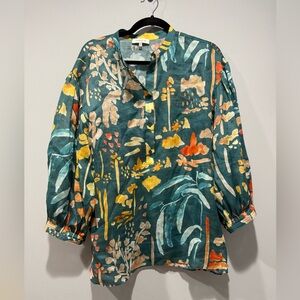 Lafayette 148 deep lagoon floral Print Women's Top - Multicolor